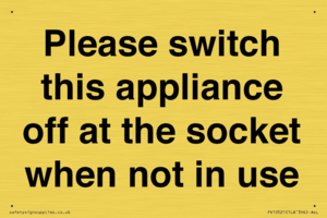 Please switch this appliance off at the socket when not in use